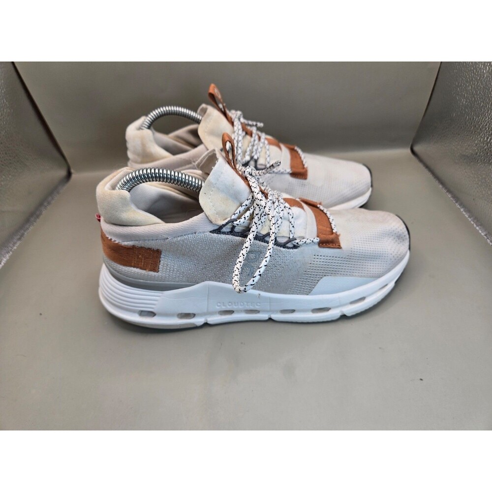 On Running Cloudnova Shoes Women's 7 White Brown Road Running Athletic Sneakers